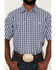 Resistol Men's Haven Small Plaid Short Sleeve Button Down Western Shirt , Navy, hi-res