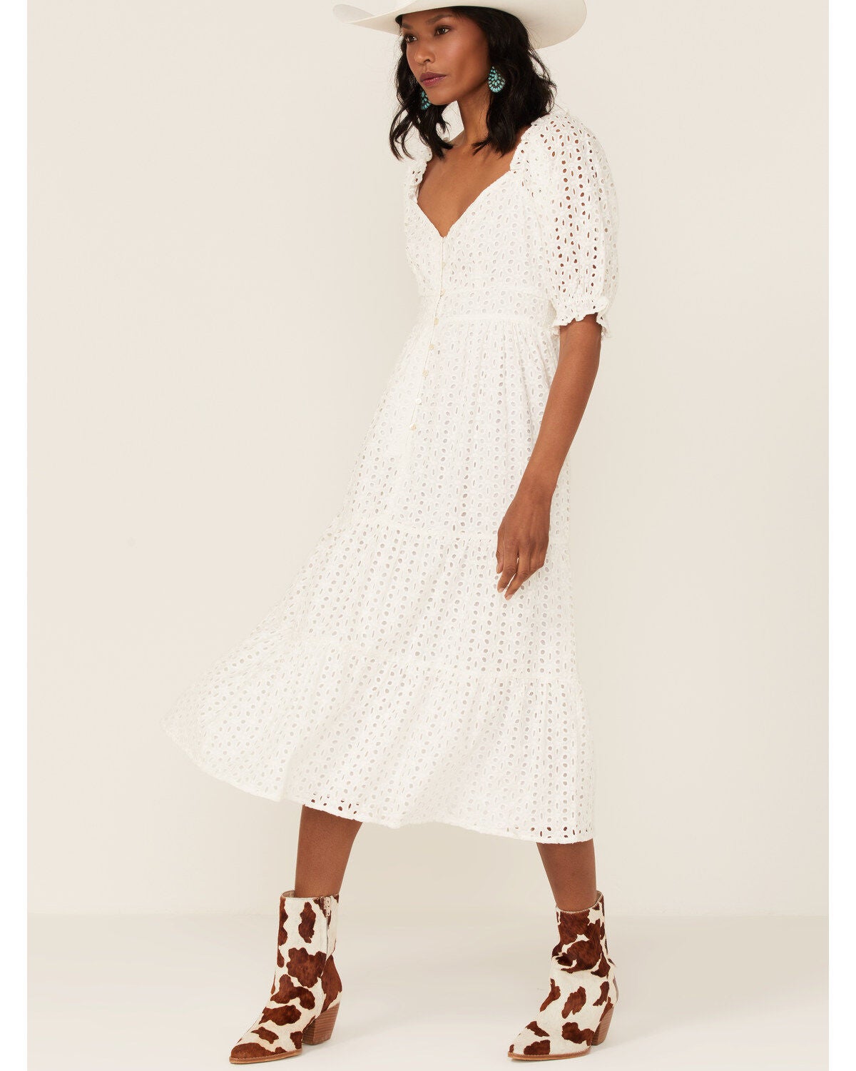 En Creme Women's Lace Tiered 3/4 Sleeve 