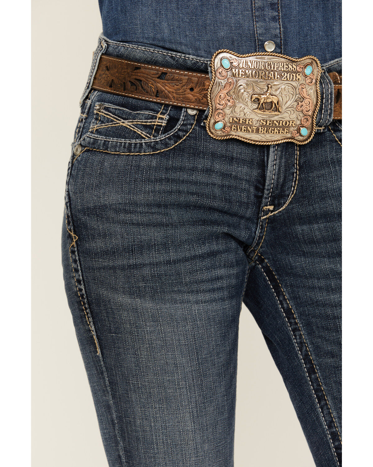 Image #4 - Ariat Women's R.E.A.L Dark Wash Perfect Rise Haylan Bootcut Jeans, Dark Wash, hi-res
