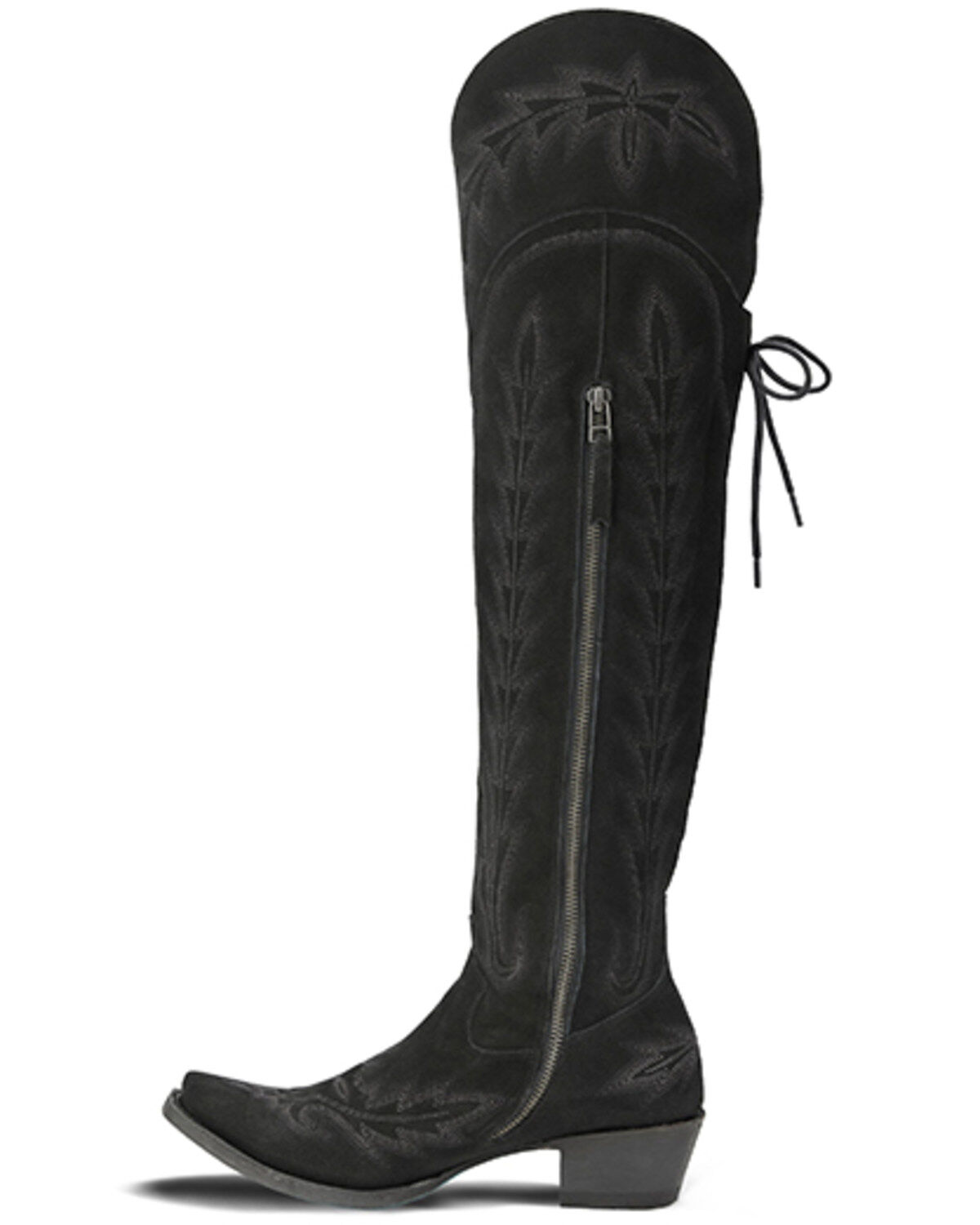 Image #3 - Lane Women's Lexington Over The Knee Suede Western Boots - Snip Toe, Black, hi-res