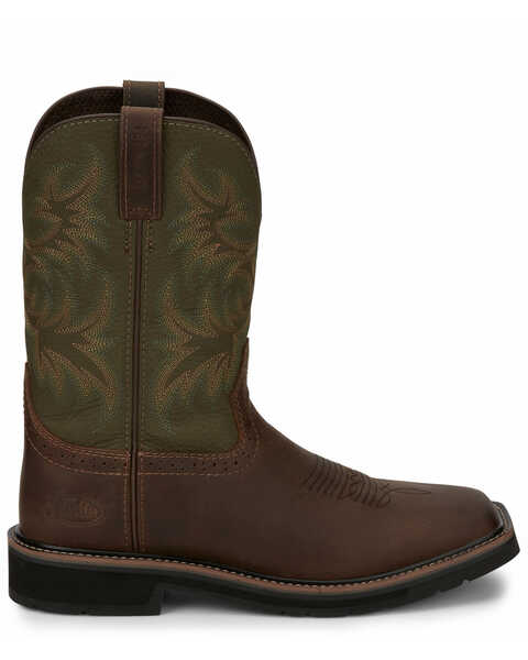 Image #2 - Justin Men's Driller Western Work Boots - Soft Toe, Dark Brown, hi-res
