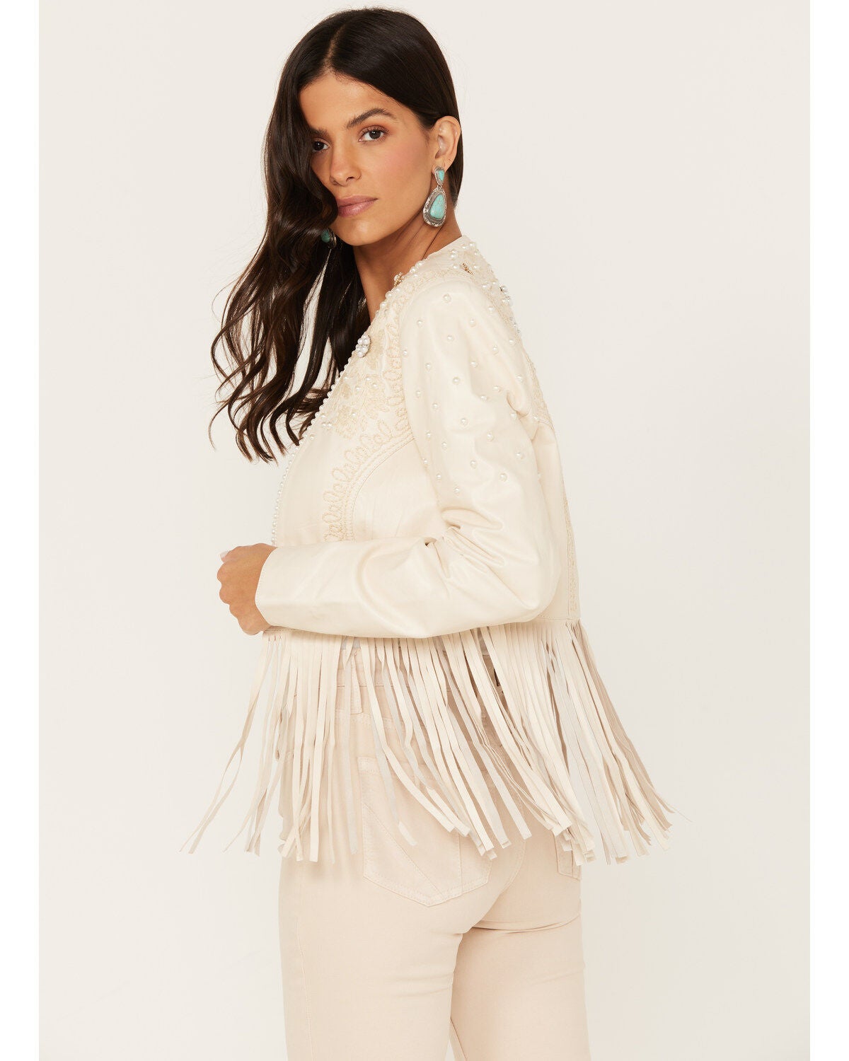 Image #2 - Boot Barn X Double D Ranch Women's Exclusive Embellished Fringe Bridal Jacket, , hi-res