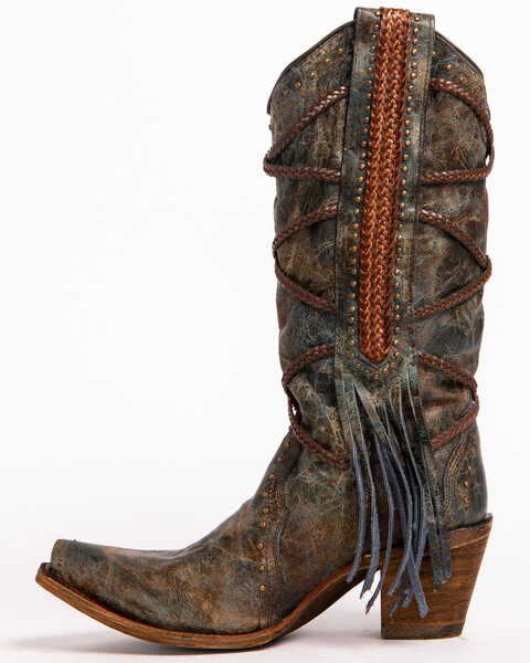Image #2 - Corral Women's Braided Fringe Western Boots - Snip Toe, , hi-res