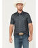 Panhandle Men's Southwestern Print Short Sleeve Performance Pearl Snap Polo, Black, hi-res