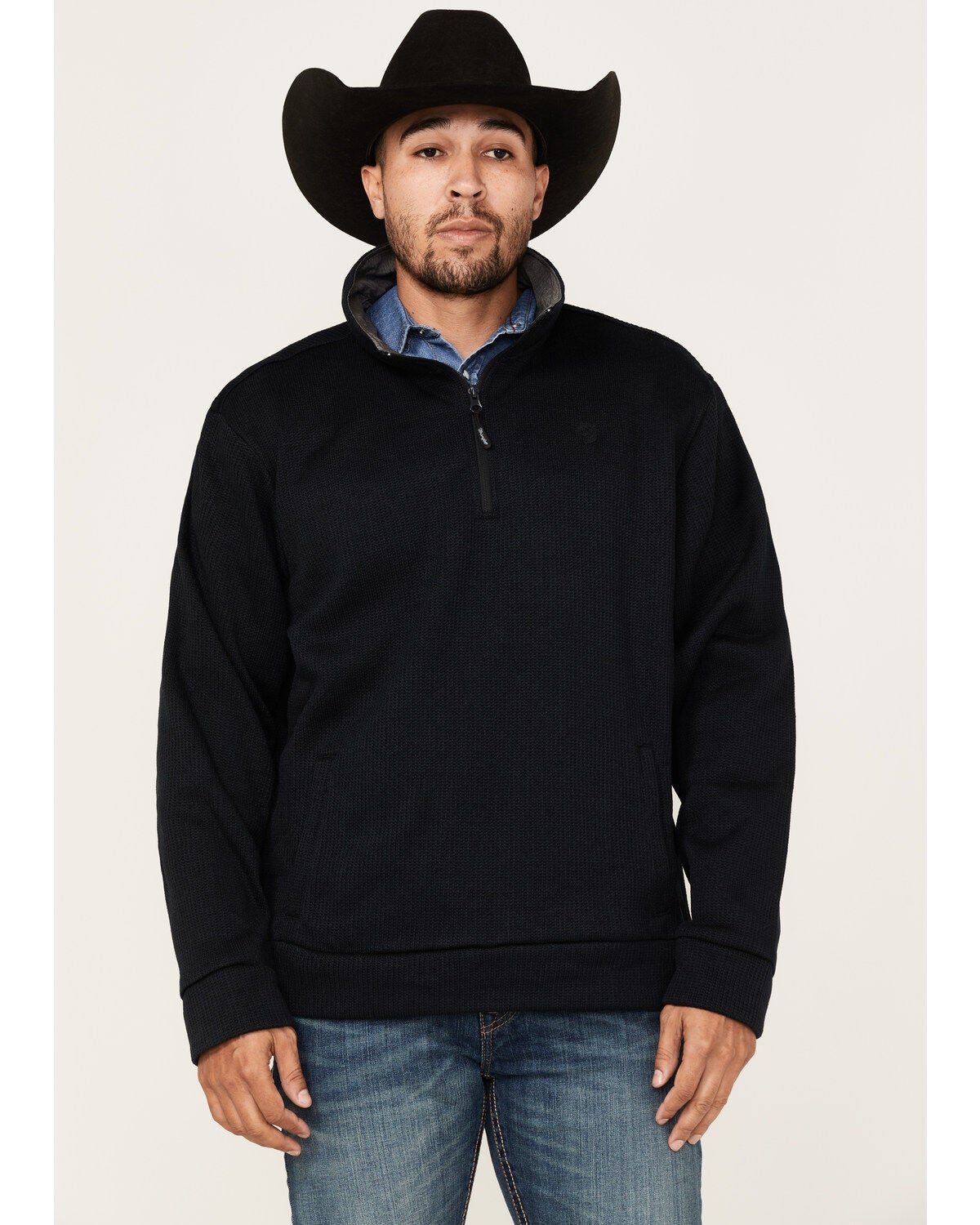 Wrangler Men’s George Strait 1/4 Zip Knit Pullover Black