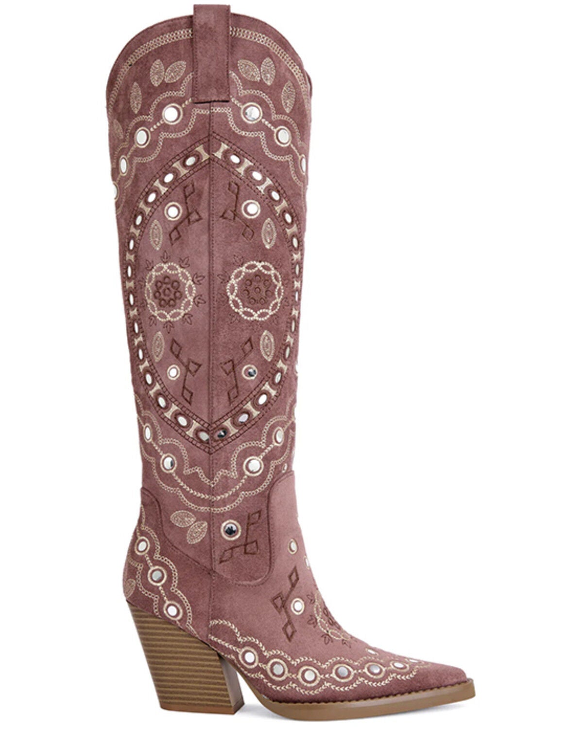 Image #2 - Azalea Wang Women's Aamina Embellished Tall Western Boots - Round Toe, Pink, hi-res
