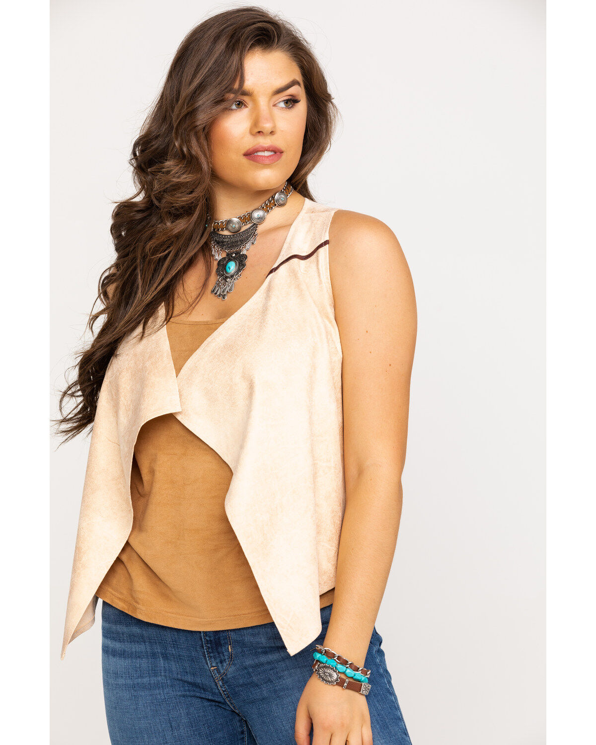 Image #1 - Shyanne Women's Faux Suede Fringe Vest, Stone, hi-res