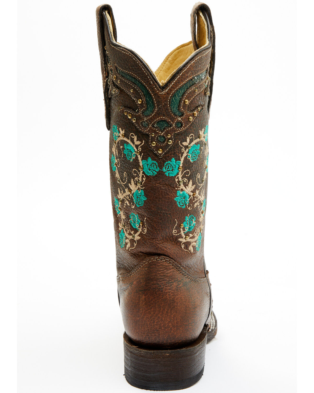 Image #6 - Corral Women's Studded Floral Embroidery Western Boots - Square Toe, , hi-res