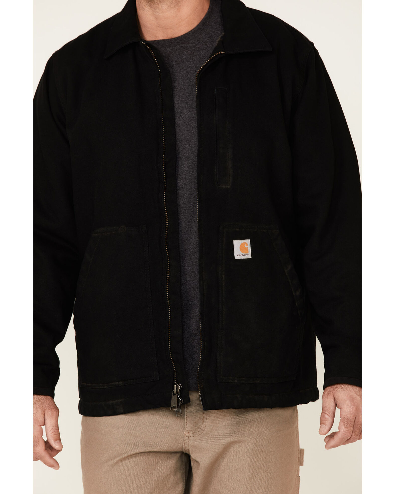 Image #3 - Carhartt Men's Duck Sherpa Lined Work Coat, Black, hi-res