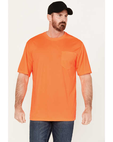 Hawx Men's High-Visibility Short Sleeve Work Shirt, Orange, hi-res