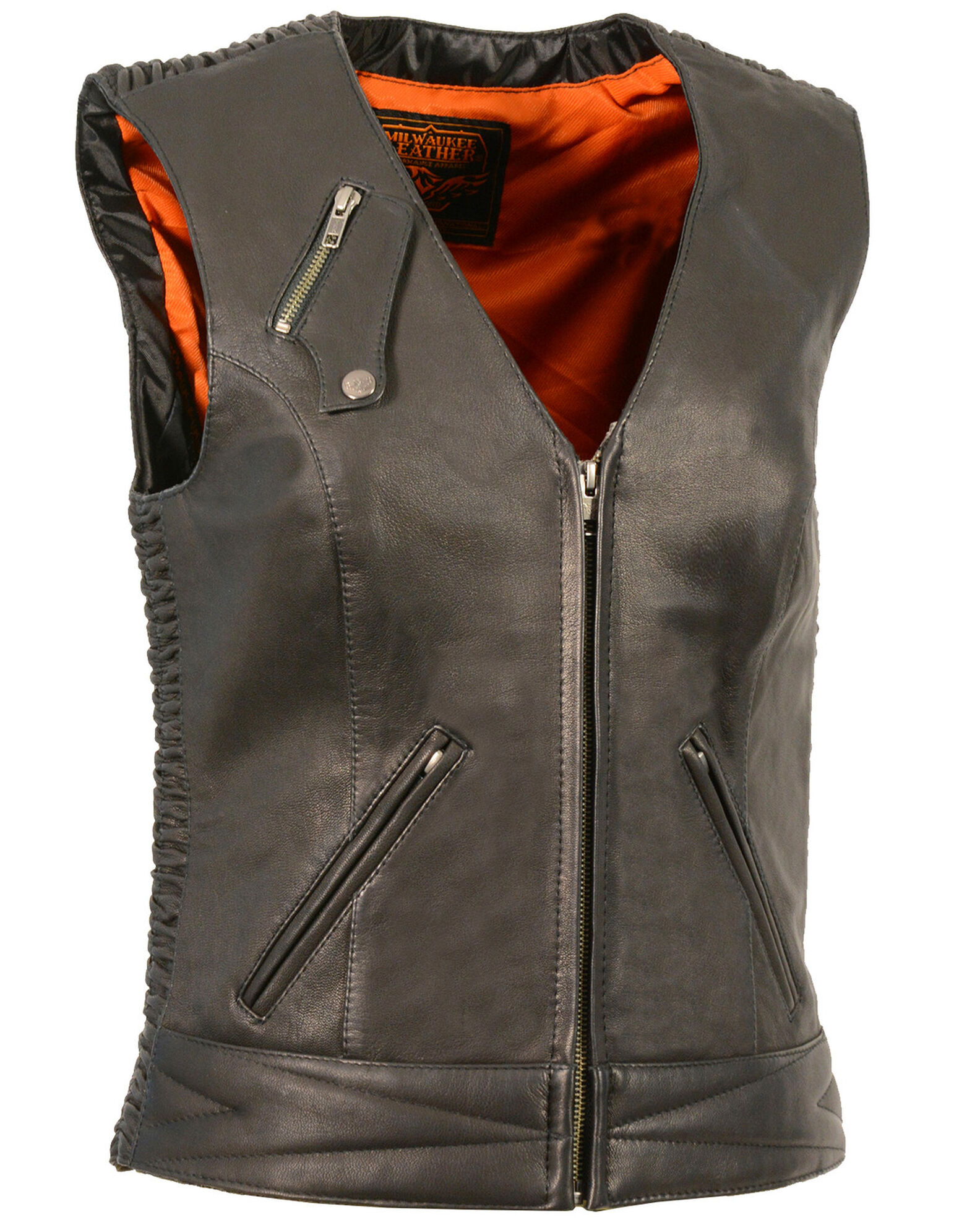 Image #1 - Milwaukee Leather Women's Lightweight Crinkle Snap Front Vest - 4X, , hi-res