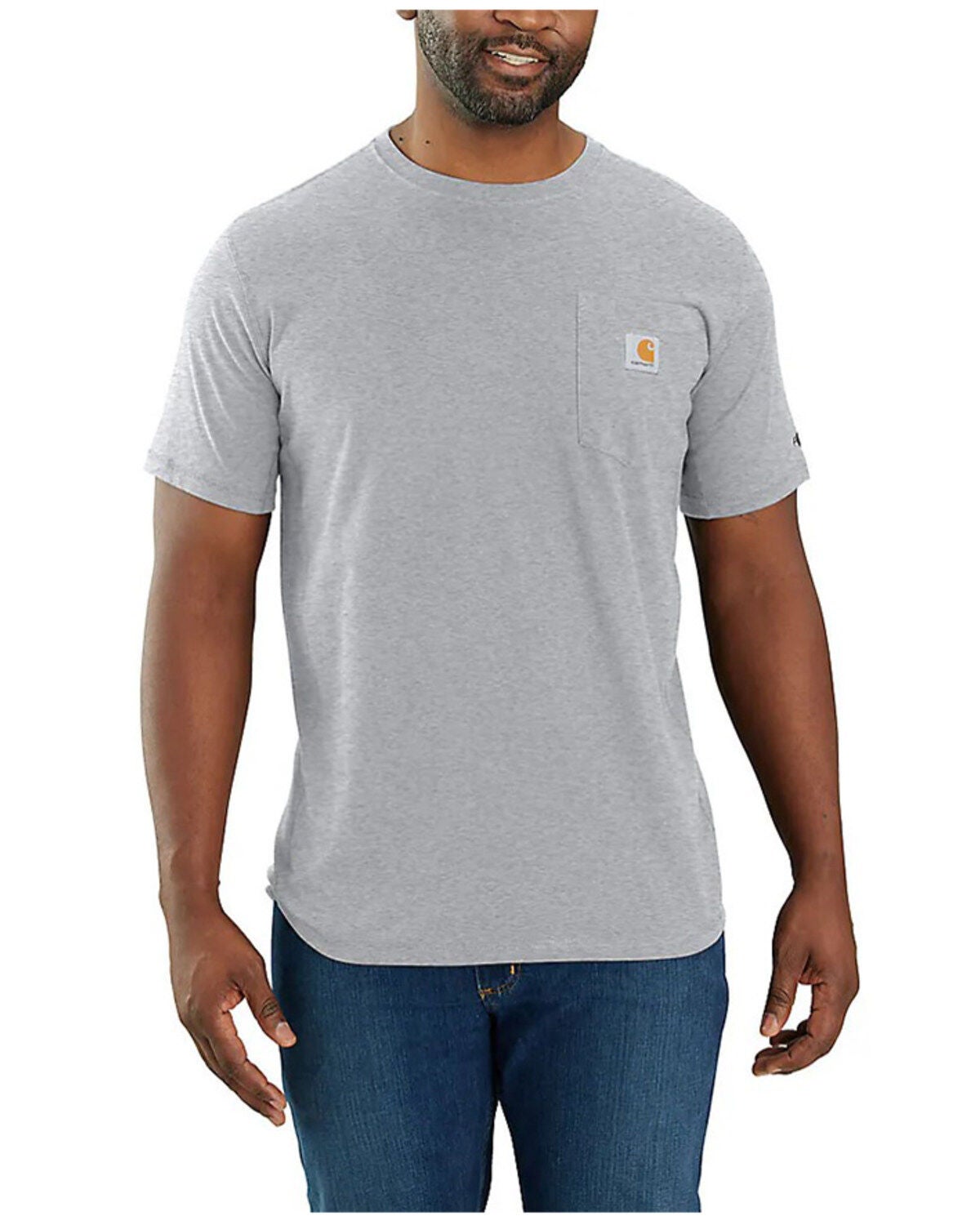 Carhartt Men's Force&reg; Relaxed Fit Short Sleeve Pocket T-Shirt - Big, Silver, hi-res
