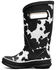 Image #3 - Bogs Girls' Cow Print Rain Boots - Round Toe, Black/white, hi-res