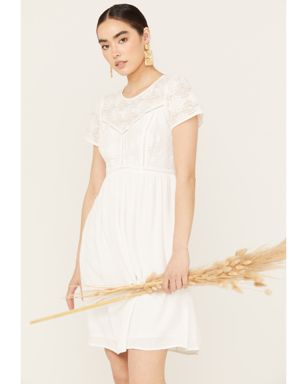 Image #2 - Beyond The Radar Lace Front Mini Dress, White, hi-res