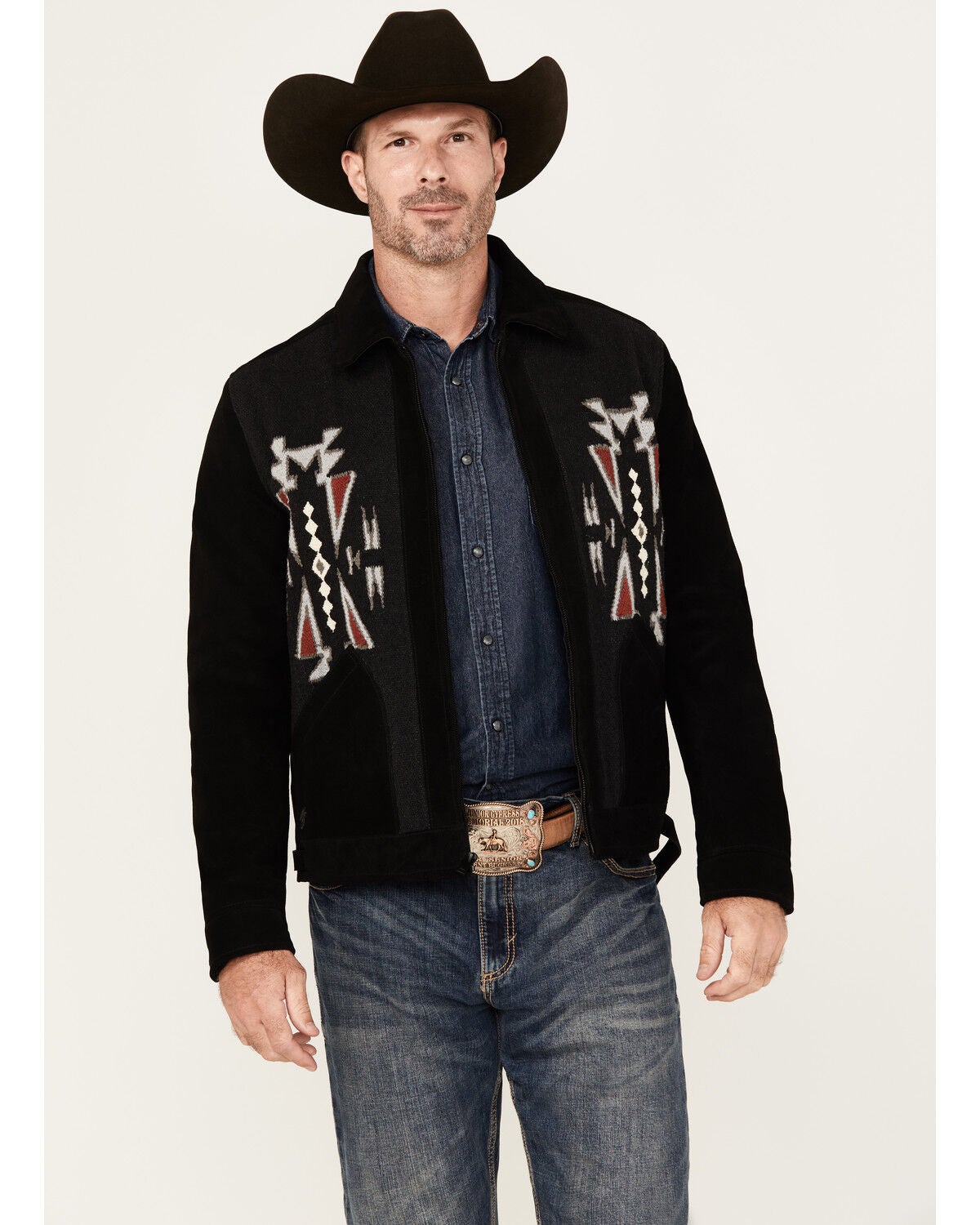 Moonshine Spirit Men's Puebla Suede Zip Jacket, Black, hi-res