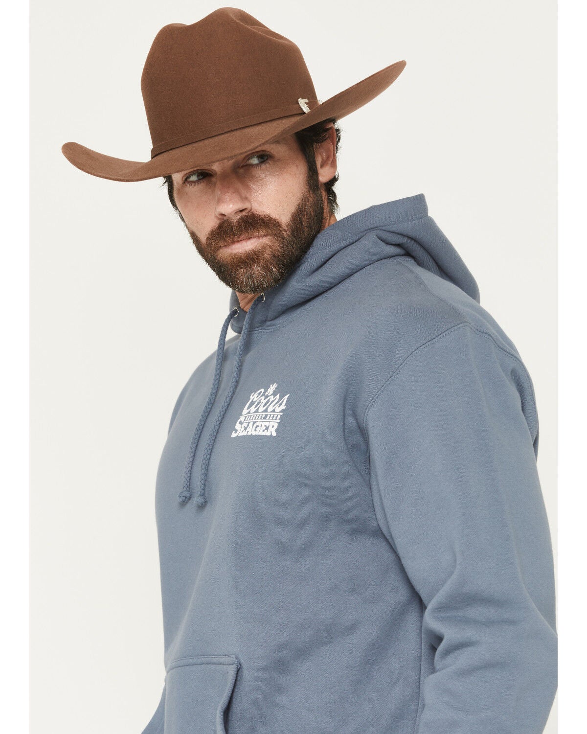 Image #3 - Seager X Coors Banquet Men's Bump Fleece Graphic Hooded Sweatshirt, Blue, hi-res