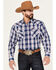 Image #1 - Rodeo Clothing Men's Plaid Print Long Sleeve Pearl Snap Western Shirt, , hi-res