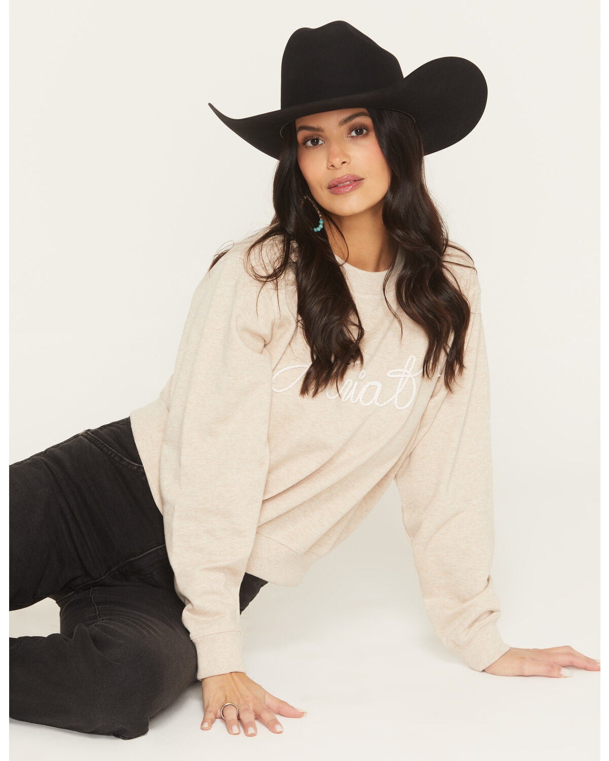Ariat Women's Logo Essential Crew Sweatshirt, Oatmeal, hi-res