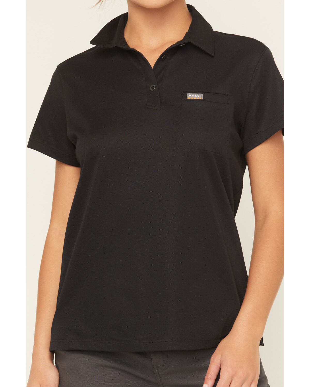 Image #3 - Ariat Women's Rebar Foreman Short Polo, Black, hi-res