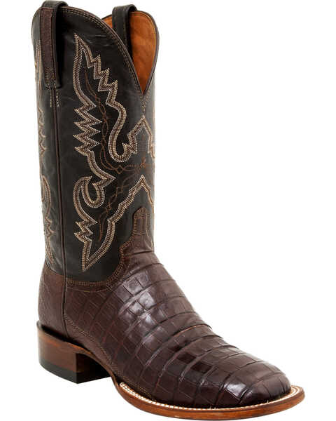 Image #1 - Lucchese Men's Handmade Caiman Tail Roper Boots - Square Toe, , hi-res