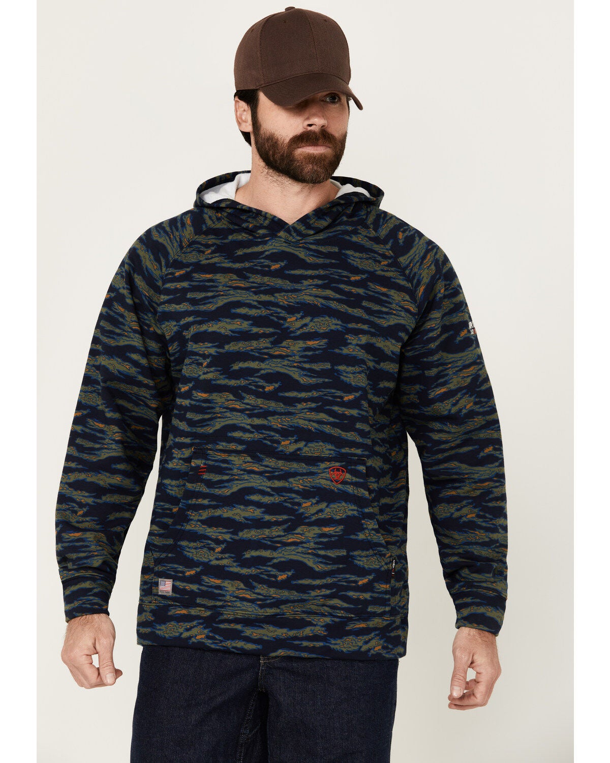 Ariat Men's FR Smoke Hooded Sweatshirt, Blue, hi-res