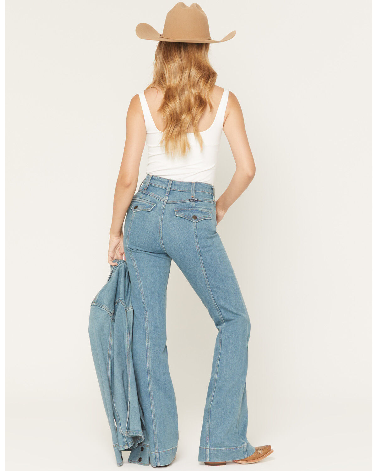 Image #3 - Wrangler Retro Women's Bailey Light Wash High Rise Stretch Trouser Jeans, Light Wash, hi-res