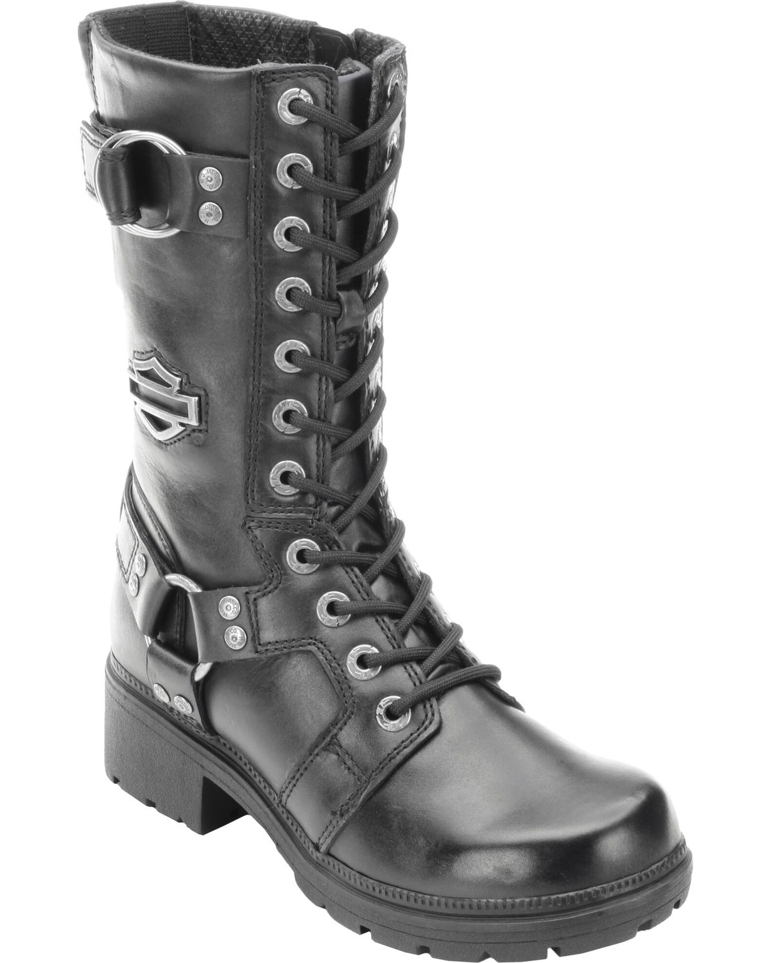 Image #1 - Harley Davidson Women's Eda Lace-Up Harness Boots, Black, hi-res