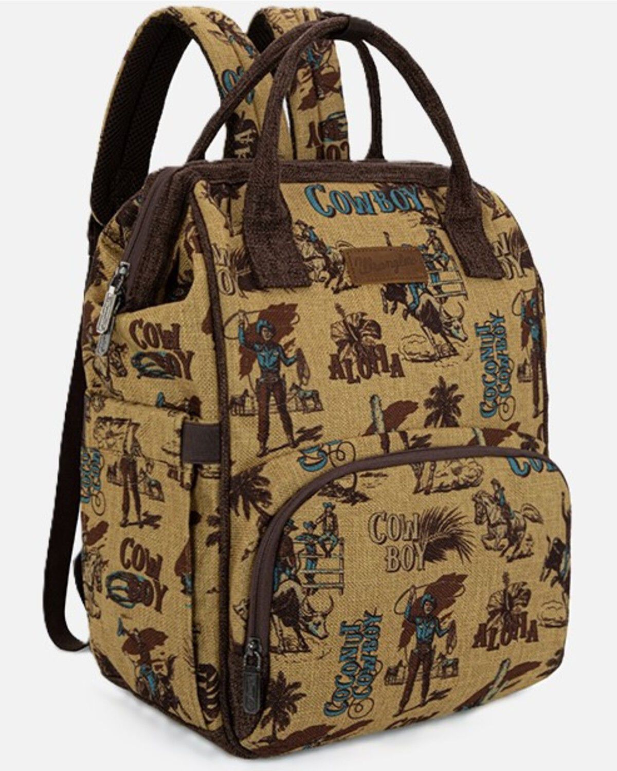 Image #1 - Wrangler Vintage Retro Cowboy Cool Print Backpack, Yellow, hi-res