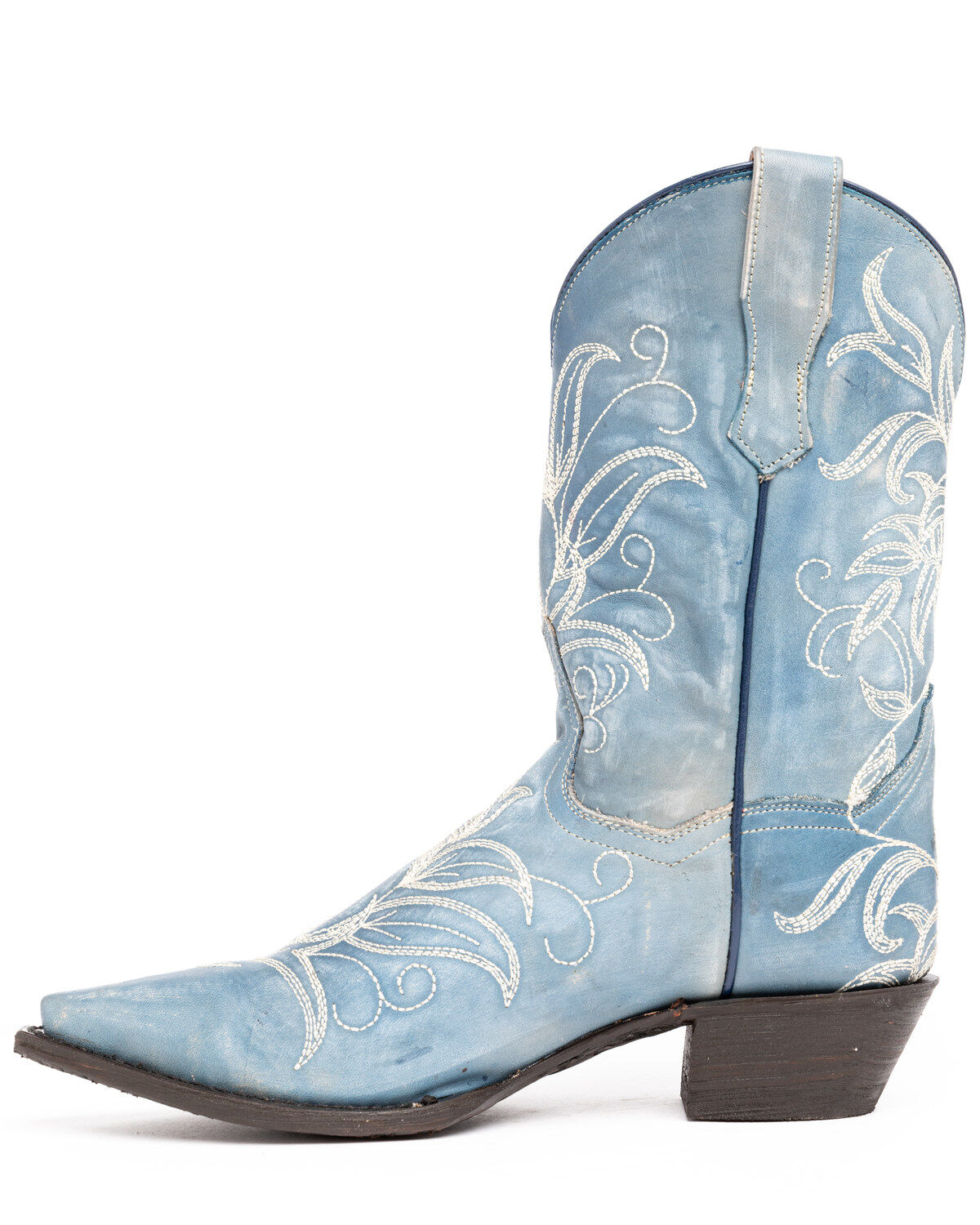 Image #3 - Dan Post Women's Nora Blue Leaf Stitch Boots - Snip Toe , , hi-res
