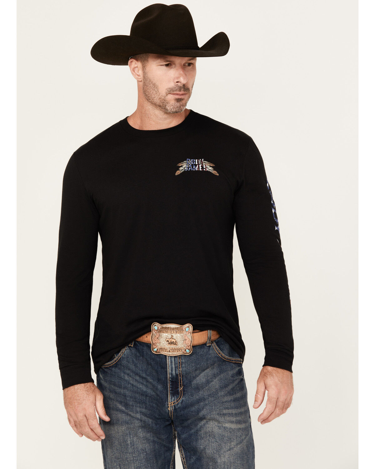 Image #2 - Cody James Men's U.S.A. Skull Long Sleeve Graphic T-Shirt, Black, hi-res