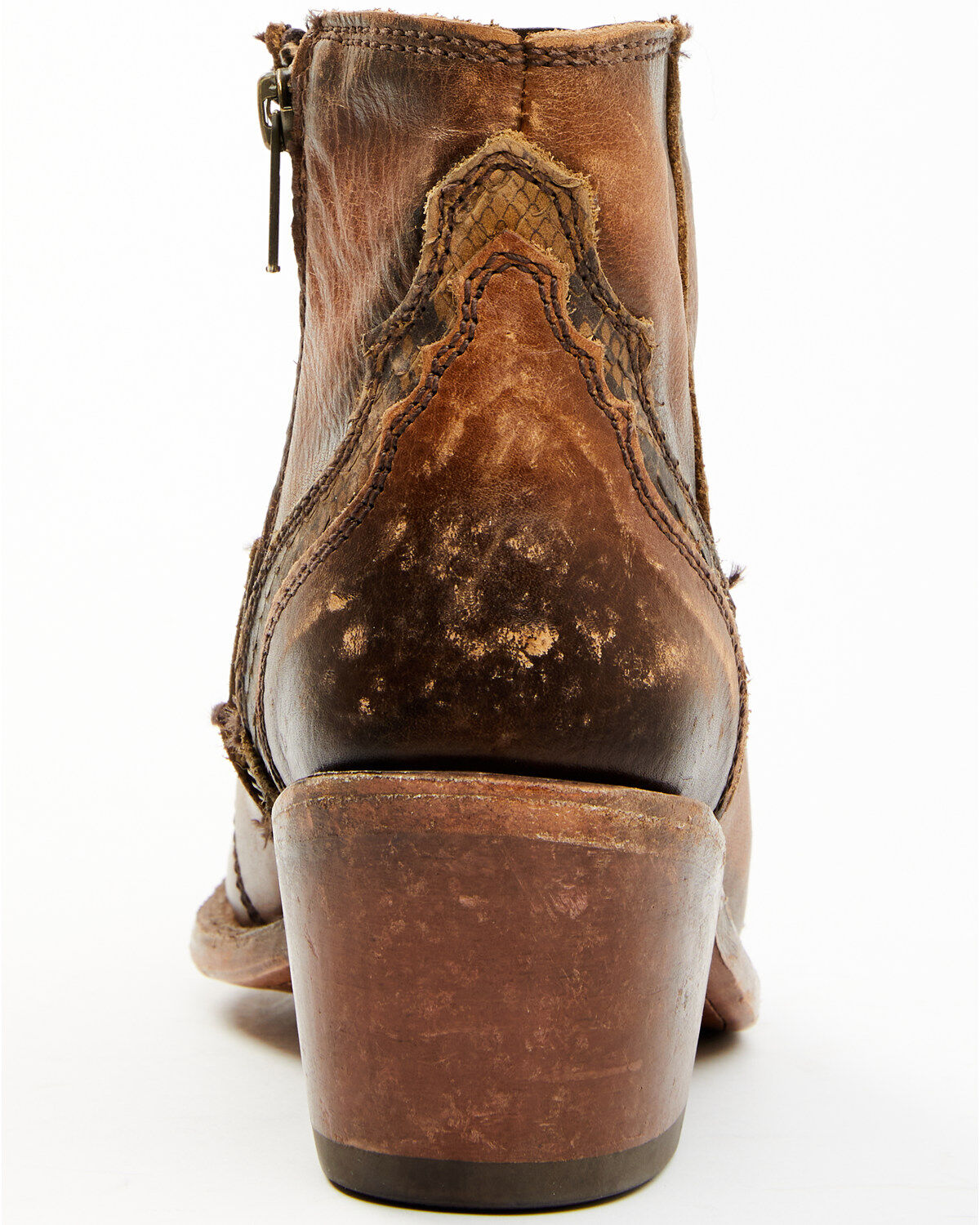Image #5 - Liberty Black Women's Mosil Faux Snake Zipper Western Fashion Booties - Round Toe, Brown, hi-res
