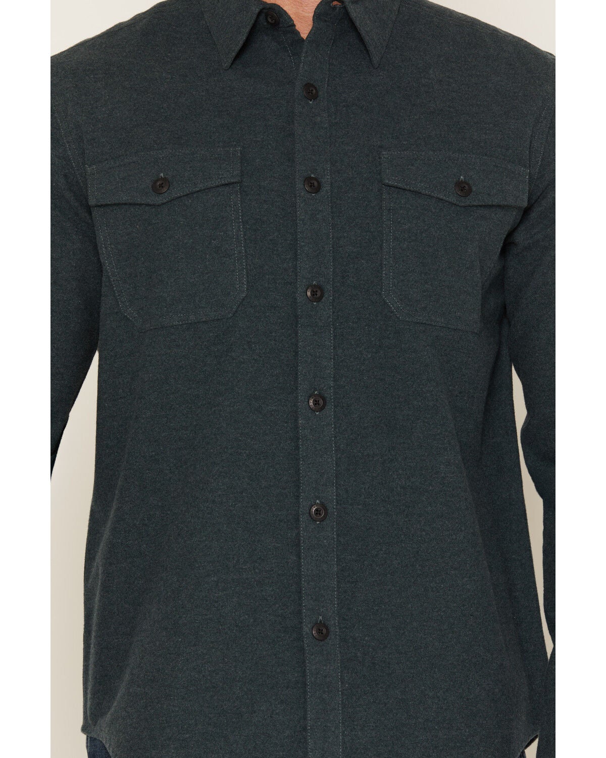Image #3 - Dakota Grizzly Men's Major Solid Long Sleeve Button-Down Flannel Shirt, Dark Teal, hi-res