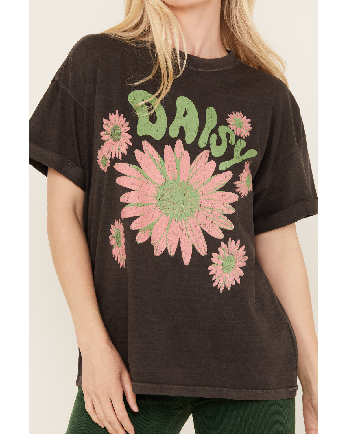 Image #3 - Girl Dangerous Women's Daisy Floral Boyfriend Graphic Tee, Black, hi-res