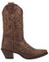 Laredo Women's Stella Leopard Print Inlay Studded Western Boots - Snip Toe, Brown, hi-res