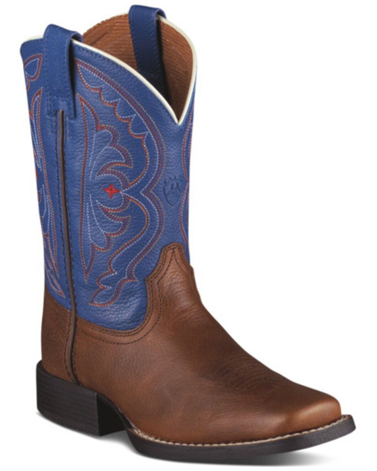 Ariat Boys' Quickdraw Western Boots - Broad Square Toe, Brown, hi-res