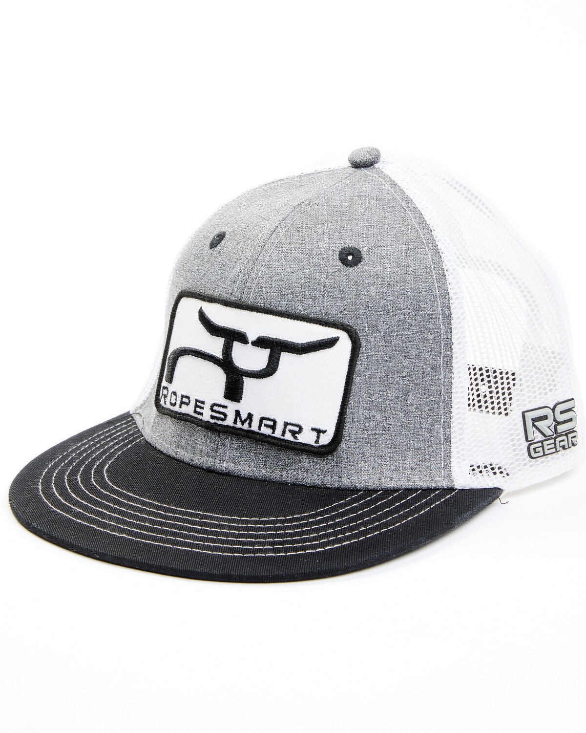 Image #1 - RopeSmart Men's Steerhead Patch Mesh-Back Trucker Cap, Grey, hi-res