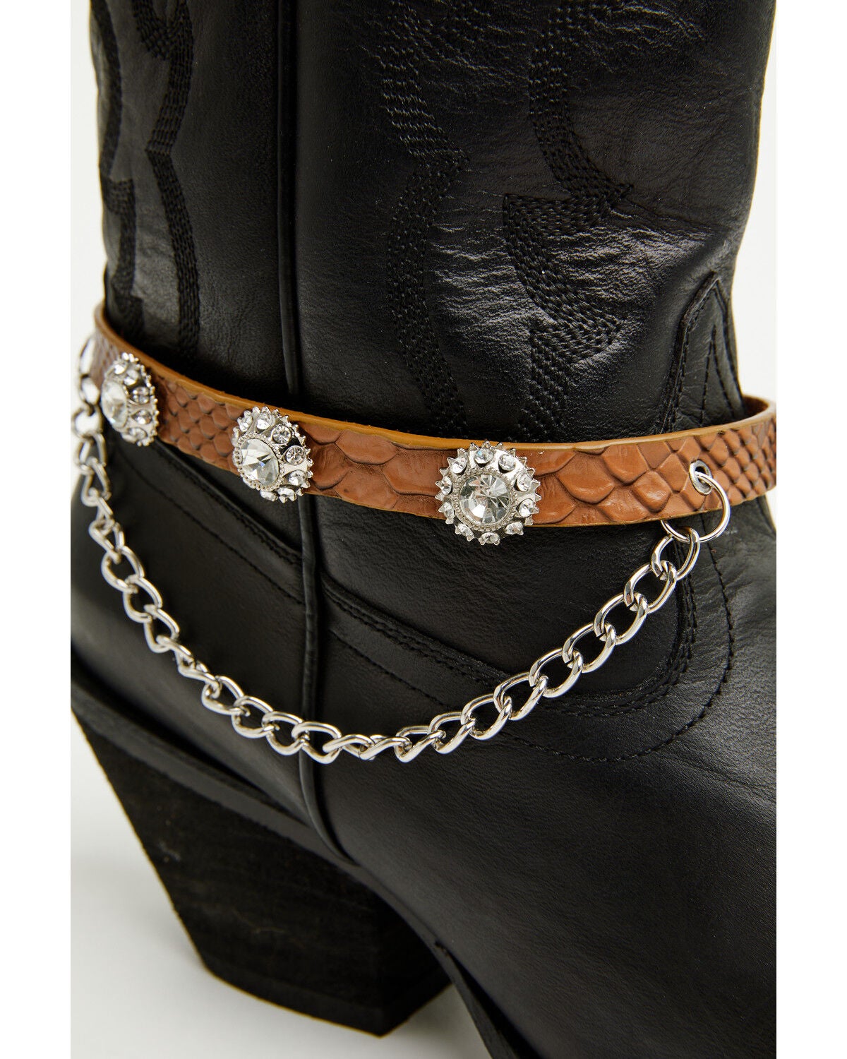 Image #4 - Shyanne Women's Rhinestone Concho Boot Bracelet with Chain, Brown, hi-res