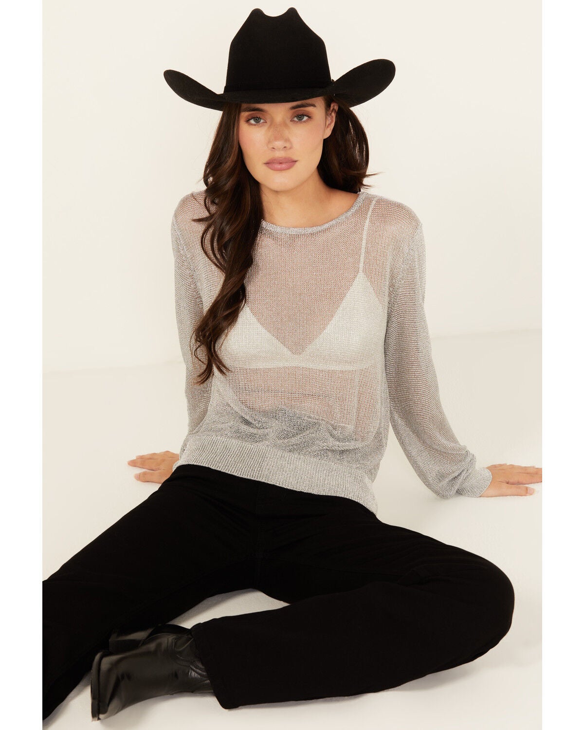 Revel Women's Long Sleeve Shirt, Silver, hi-res