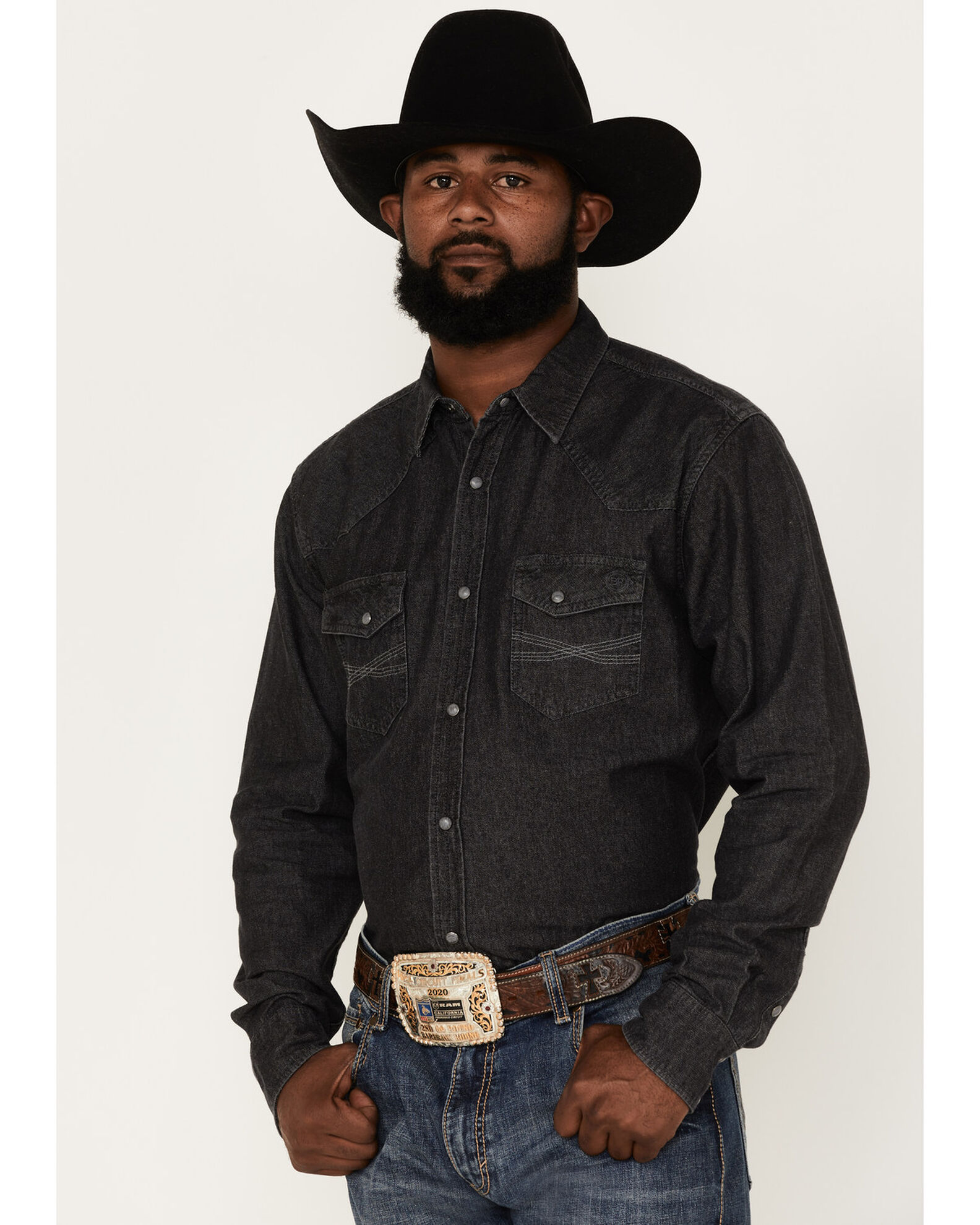 Blue Ranchwear Men's Long Sleeve Denim Western Snap Shirt | Boot Barn