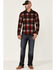 Image #2 - Flag & Anthem Men's Berks Plaid Textured Knit Long Sleeve Button-Down Western Shirt, Red, hi-res