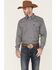 Image #1 - Cowboy Hardware Men's Wavy Square Geo Print Long Sleeve Pearl Snap Western Shirt , Charcoal, hi-res