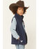 Image #2 - Cowboy Hardware Boys' Skull Banner Embroidered Softshell Vest, Navy, hi-res