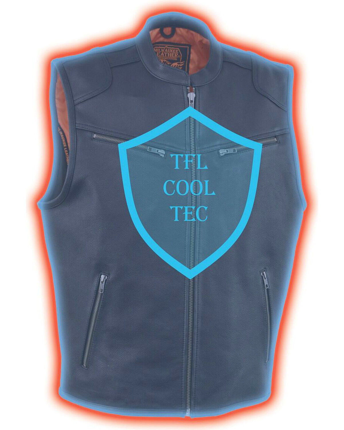 Image #2 - Milwaukee Leather Men's Black Cool Tec Leather Vest - Big 5X, Black, hi-res