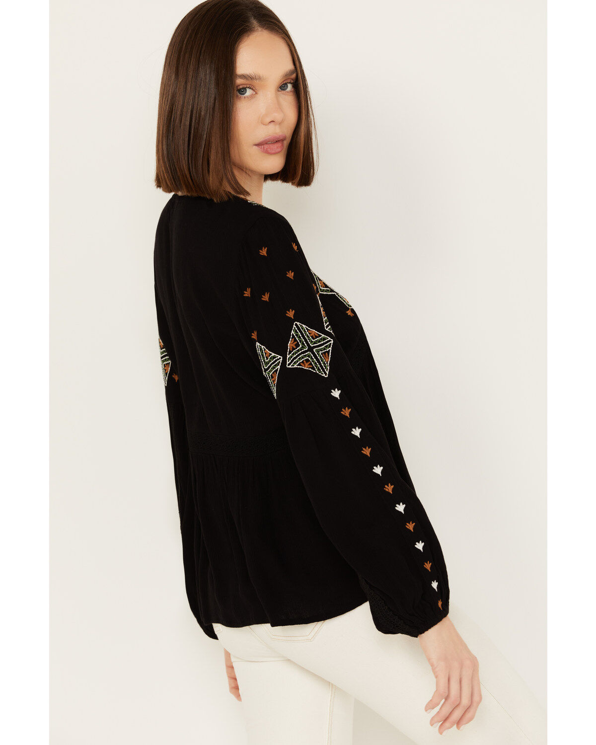 Image #4 - Shyanne Women's Embroidered Boho Top, Black, hi-res