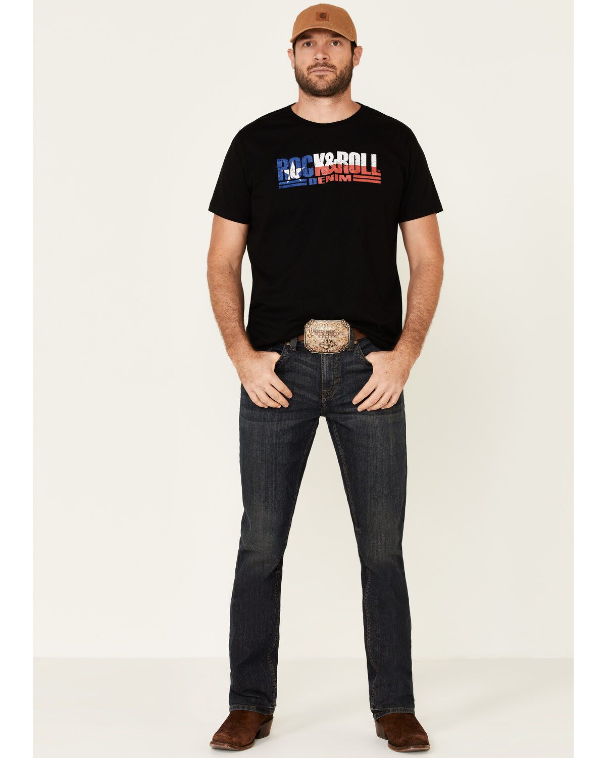 Image #2 - Rock & Roll Denim Men's Texas Flag Logo Graphic T-Shirt, Black, hi-res