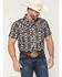 Image #1 - Rock & Roll Denim Men's Southwestern Print Short Sleeve Snap Stretch Western Shirt, Black, hi-res