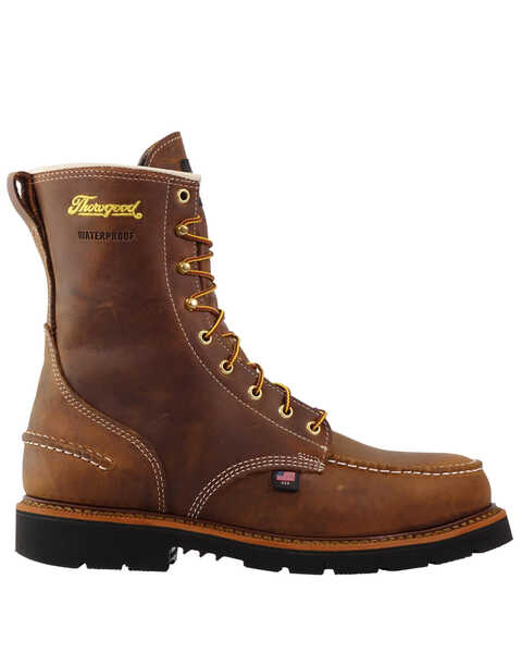 Thorogood Men's 8" Crazyhorse Made In The USA Waterproof Work Boots - Steel Toe, Brown, hi-res