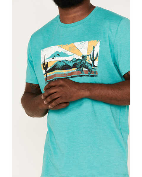 Image #3 - Rock & Roll Denim Men's Scenic Steer Head Graphic T-Shirt, Turquoise, hi-res