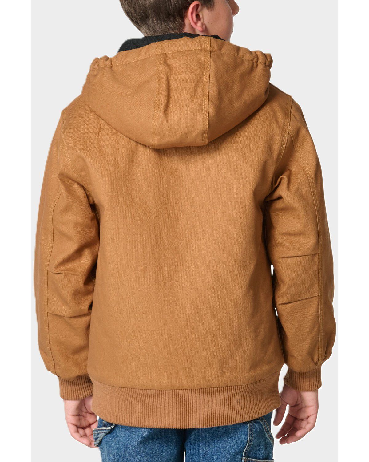 Image #3 - Carhartt Boys' Canvas Insulated Hooded Active Jacket, Brown, hi-res