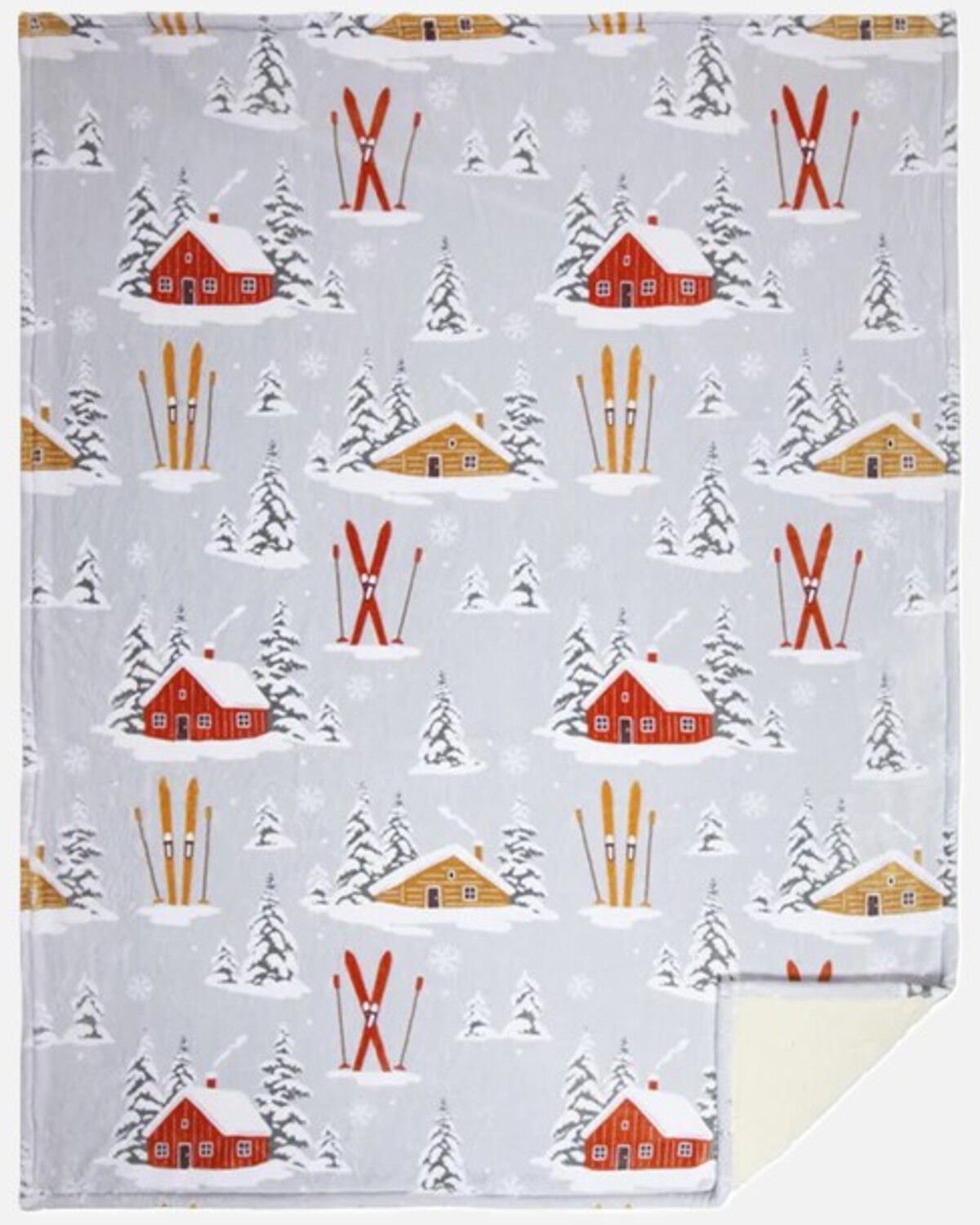 Image #2 - Carstens Home Snowy Cabin Plush Sherpa Throw Blanket, Blue, hi-res